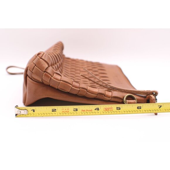 Kodiak Koyuk Woven Leather Wristlet Clutch Purse Zipper Closure Camel Brown - Picture 9 of 10